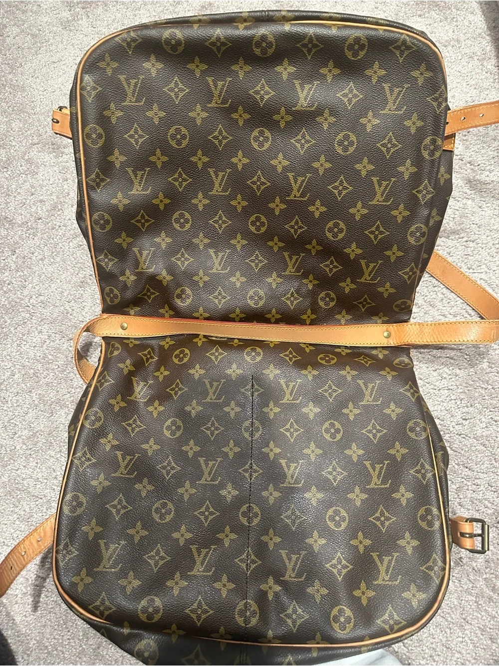 Louis Vuitton Brown Monogram Messenger Bag with Tan Leather Trim